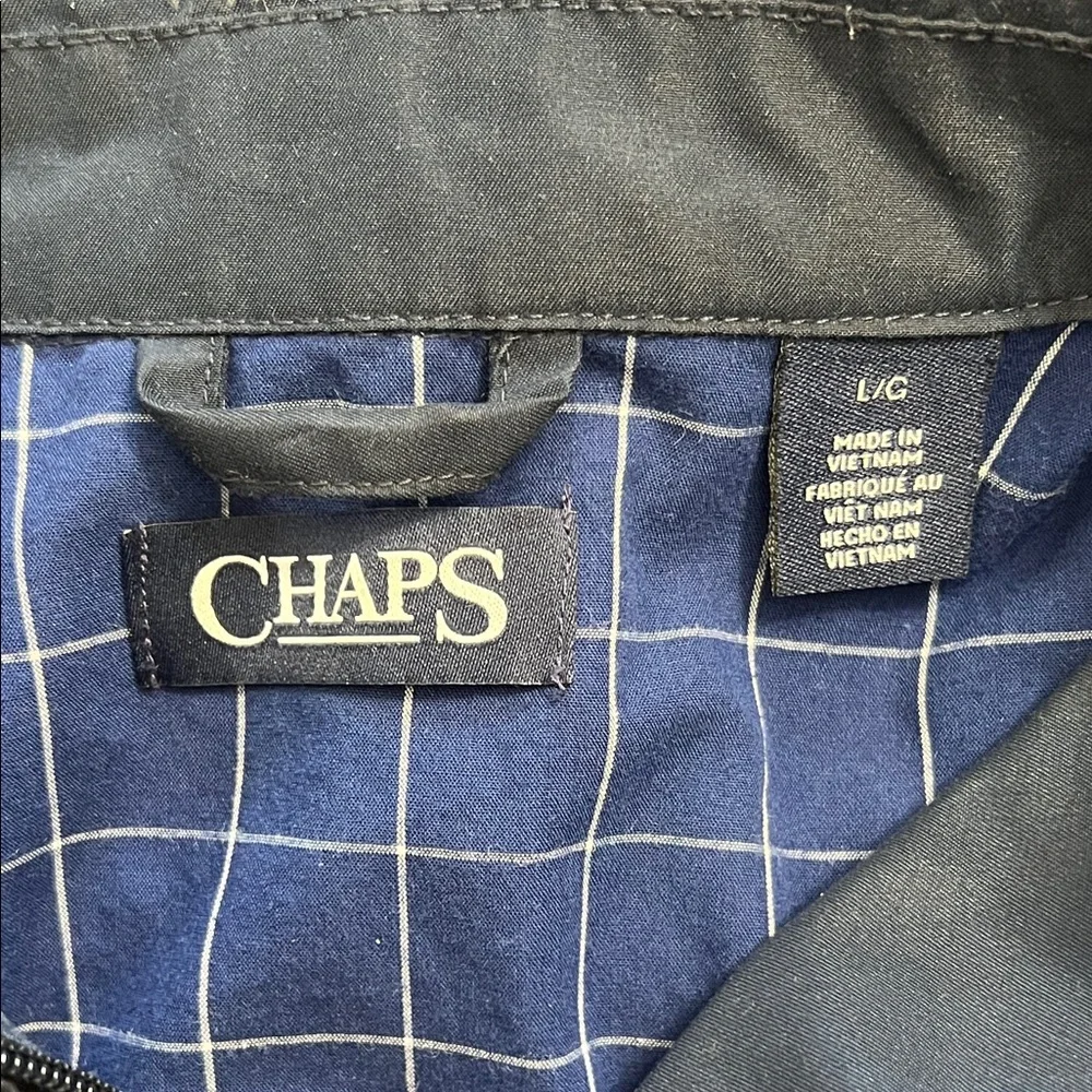 Chaps Flannel Lined Navy Blue Zip Up Jacket Mens Size Large